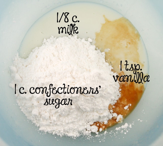 drizzle ingredients in a glass bowl