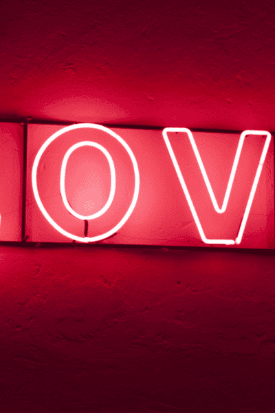 An image of a LOVE neon sign.