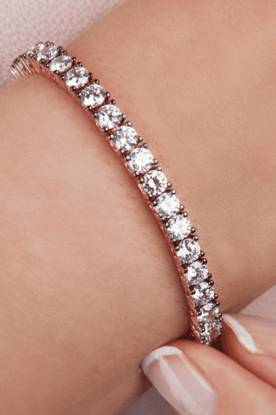 An image of a gold diamond tennis bracelet.