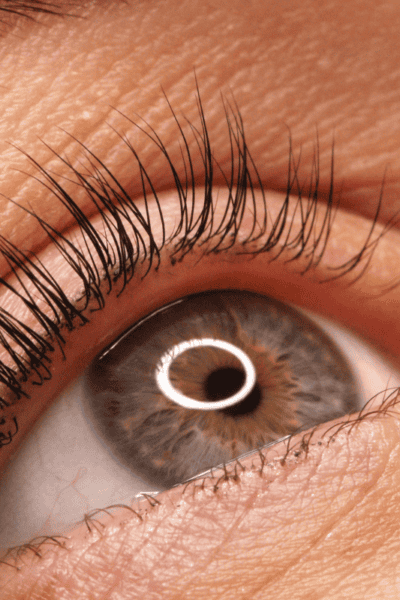 A closeup image of human eyelashes.